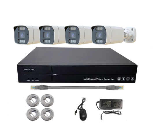 Smart four-camera PoE security system with NVR, 1TB HDD and camera options